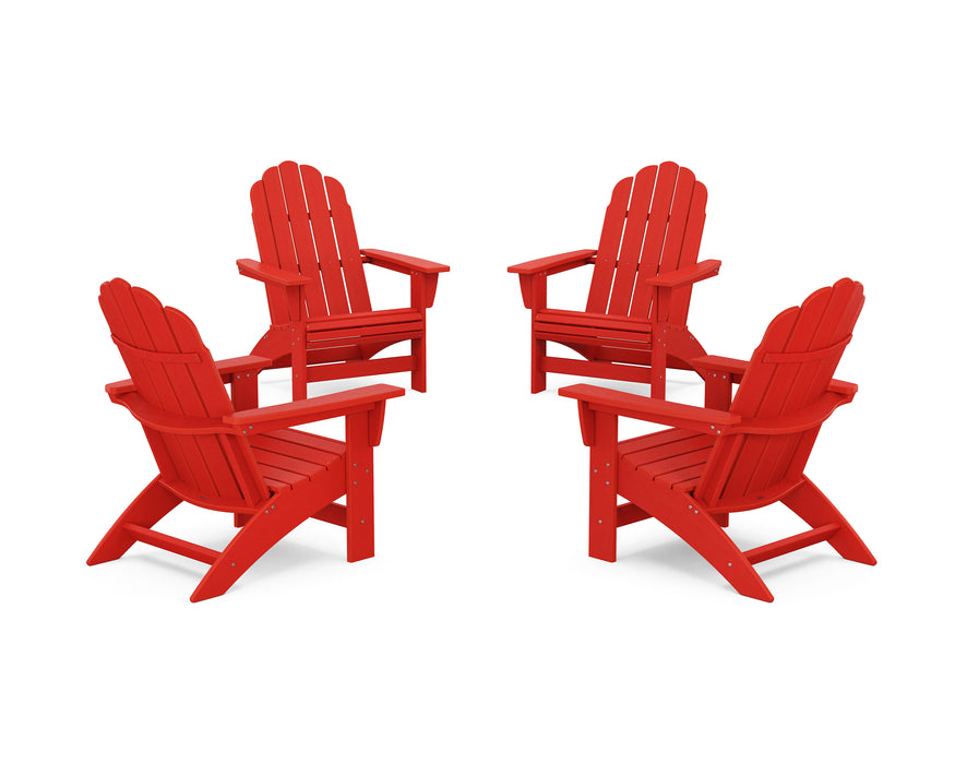 POLYWOOD® 4-Piece Vineyard Grand Adirondack Chair Conversation Set in Sunset Red