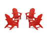 POLYWOOD® 4-Piece Vineyard Grand Adirondack Chair Conversation Set in Sunset Red