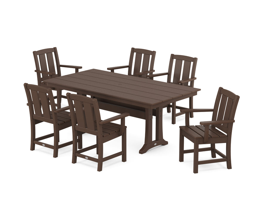 POLYWOOD® Mission Arm Chair 7-Piece Farmhouse Dining Set with Trestle Legs in Sand