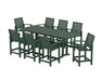 POLYWOOD® Signature 9-Piece Farmhouse Counter Set with Trestle Legs in Green