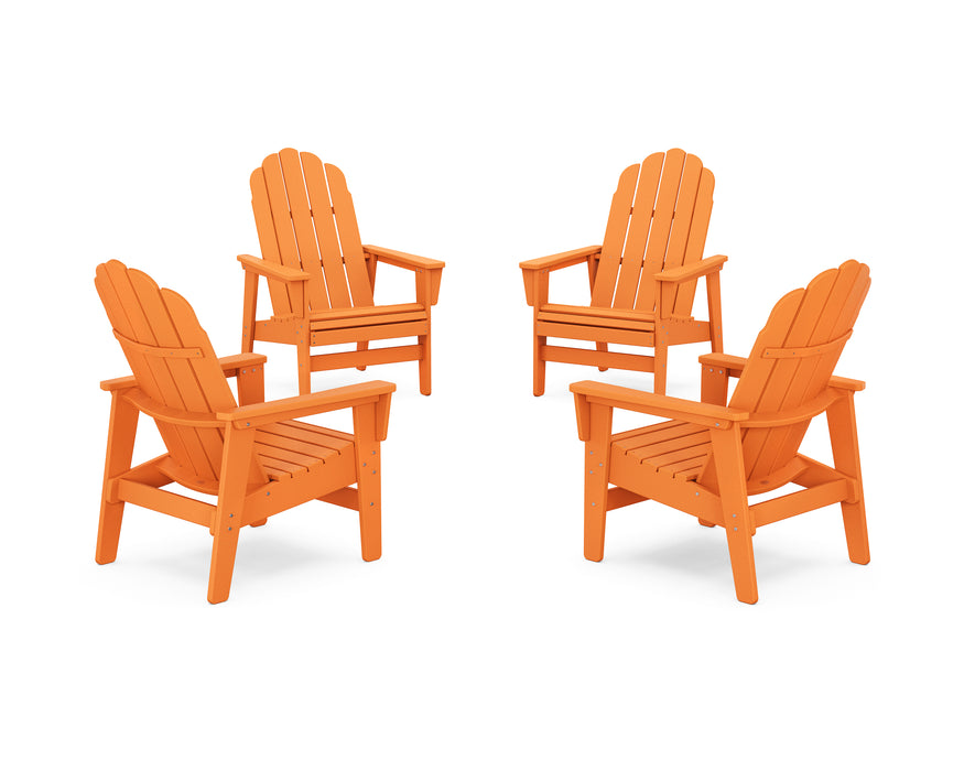 POLYWOOD® 4-Piece Vineyard Grand Upright Adirondack Chair Conversation Set in Tangerine