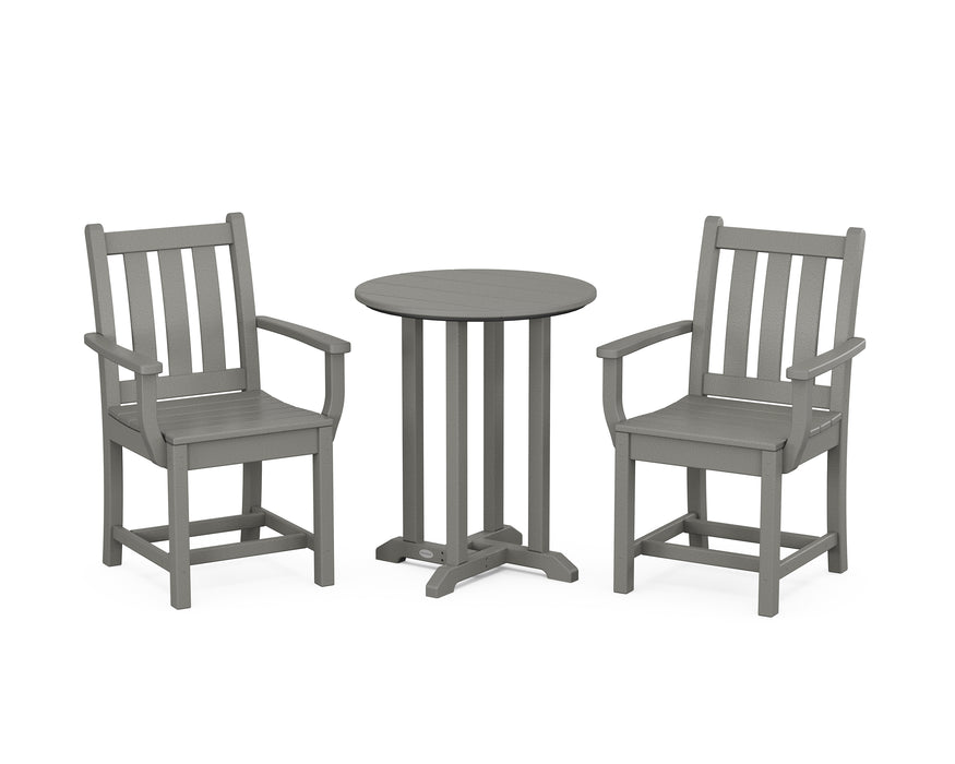 POLYWOOD Traditional Garden 3-Piece Round Dining Set in Slate Grey
