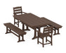 POLYWOOD Lakeside 5-Piece Farmhouse Dining Set With Trestle Legs in Mahogany