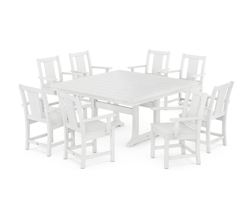 POLYWOOD® Prairie 9-Piece Square Dining Set with Trestle Legs in White