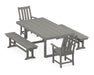 POLYWOOD Vineyard 5-Piece Dining Set with Trestle Legs in Slate Grey