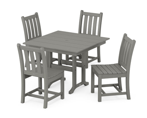 POLYWOOD Traditional Garden Side Chair 5-Piece Farmhouse Dining Set in Slate Grey
