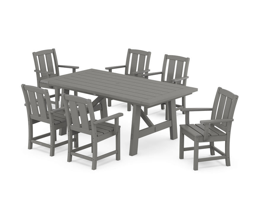 POLYWOOD® Mission Arm Chair 7-Piece Rustic Farmhouse Dining Set in Black