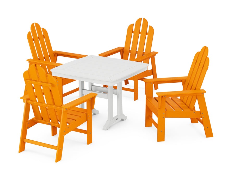 POLYWOOD Long Island 5-Piece Dining Set with Trestle Legs in Tangerine