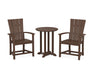 POLYWOOD® Quattro 3-Piece Round Farmhouse Dining Set in Pacific Blue / White
