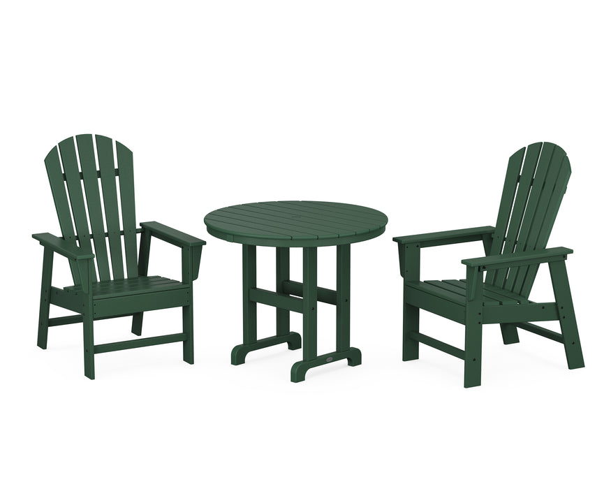 POLYWOOD South Beach 3-Piece Round Farmhouse Dining Set in Green
