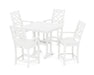 Martha Stewart by POLYWOOD Chinoiserie 5-Piece Farmhouse Counter Set with Trestle Legs in White