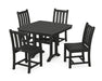 POLYWOOD Traditional Garden Side Chair 5-Piece Dining Set with Trestle Legs in Black