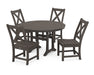 POLYWOOD Braxton Side Chair 5-Piece Round Dining Set With Trestle Legs in Vintage Coffee