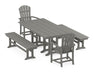 POLYWOOD® Palm Coast 5-Piece Farmhouse Dining Set with Benches in Slate Grey
