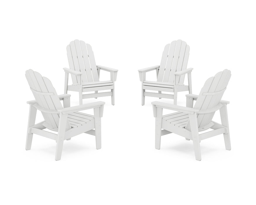 POLYWOOD® 4-Piece Vineyard Grand Upright Adirondack Chair Conversation Set in White