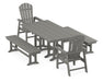 POLYWOOD South Beach 5-Piece Farmhouse Dining Set with Benches in Slate Grey