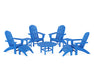 POLYWOOD Vineyard Curveback Adirondack Chair 9-Piece Conversation Set in Pacific Blue