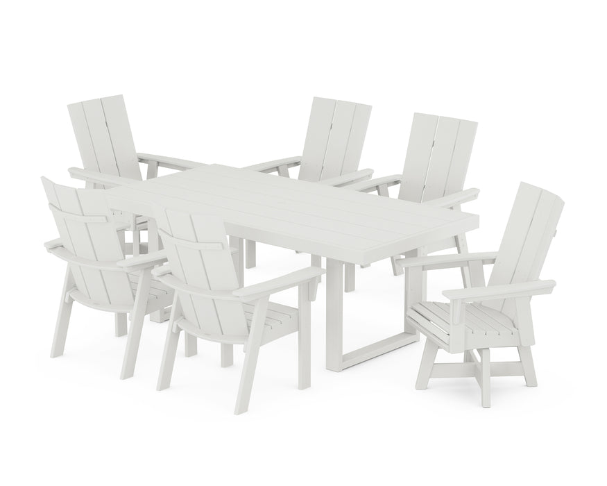 POLYWOOD Modern Adirondack 7-Piece Dining Set with Trestle Legs in Vintage White