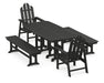 POLYWOOD Long Island 5-Piece Dining Set with Benches in Black
