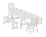 POLYWOOD Nautical Highback 5-Piece Rustic Farmhouse Dining Set With Trestle Legs in White