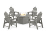 POLYWOOD® Long Island 4-Piece Upright Adirondack Conversation Set with Fire Pit Table in Slate Grey