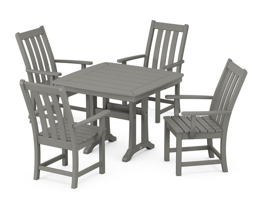 POLYWOOD Vineyard 5-Piece Dining Set with Trestle Legs in Slate Grey