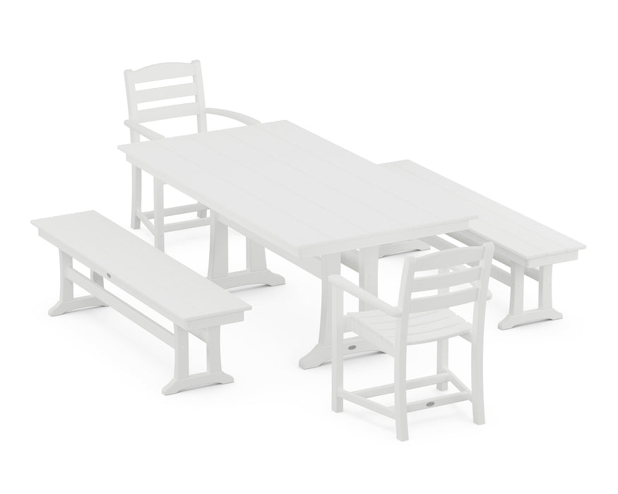 POLYWOOD La Casa Cafe 5-Piece Farmhouse Dining Set With Trestle Legs in White