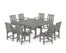 POLYWOOD® Mission 9-Piece Square Farmhouse Dining Set with Trestle Legs in Slate Grey