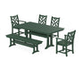 POLYWOOD Chippendale 6-Piece Farmhouse Dining Set With Trestle Legs in Green
