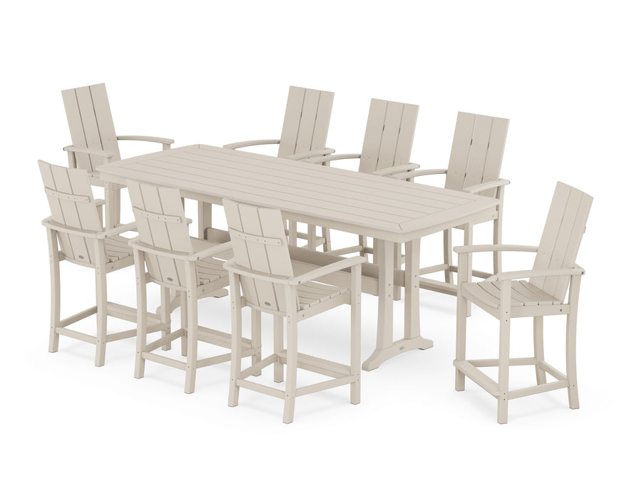 POLYWOOD® Modern Adirondack 9-Piece Counter Set with Trestle Legs in Black