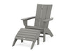 POLYWOOD Modern Curveback Adirondack Chair 2-Piece Set with Ottoman in Slate Grey