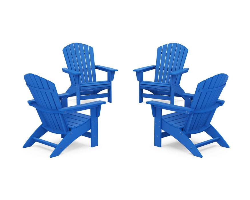 POLYWOOD® 4-Piece Nautical Grand Adirondack Chair Conversation Set in Pacific Blue