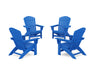 POLYWOOD® 4-Piece Nautical Grand Adirondack Chair Conversation Set in Pacific Blue