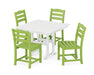 POLYWOOD La Casa Café Side Chair 5-Piece Farmhouse Dining Set in Lime