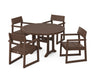 POLYWOOD EDGE 5-Piece Round Dining Set with Trestle Legs in Mahogany