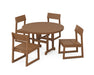 POLYWOOD EDGE Side Chair 5-Piece Round Farmhouse Dining Set in Teak