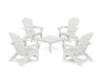 POLYWOOD® 5-Piece Nautical Grand Adirondack Chair Conversation Group in White