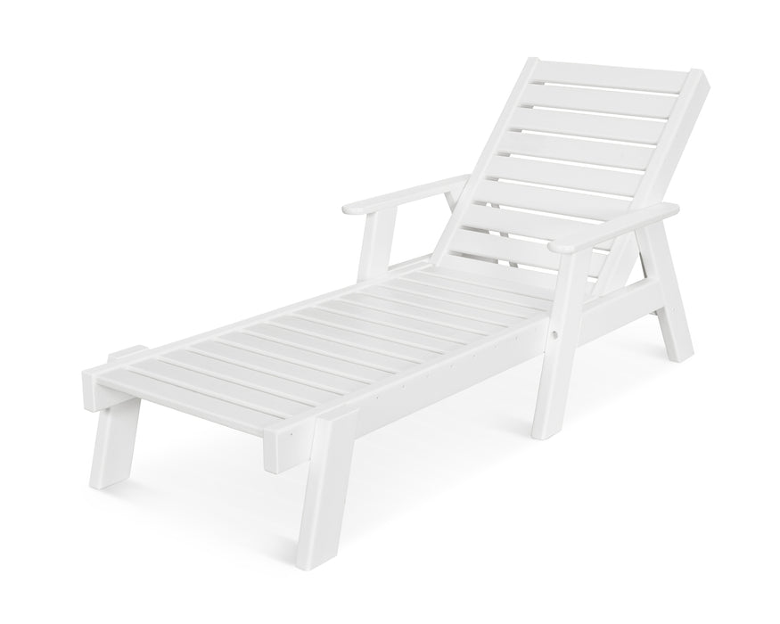 POLYWOOD Captain Chaise with Arms in White