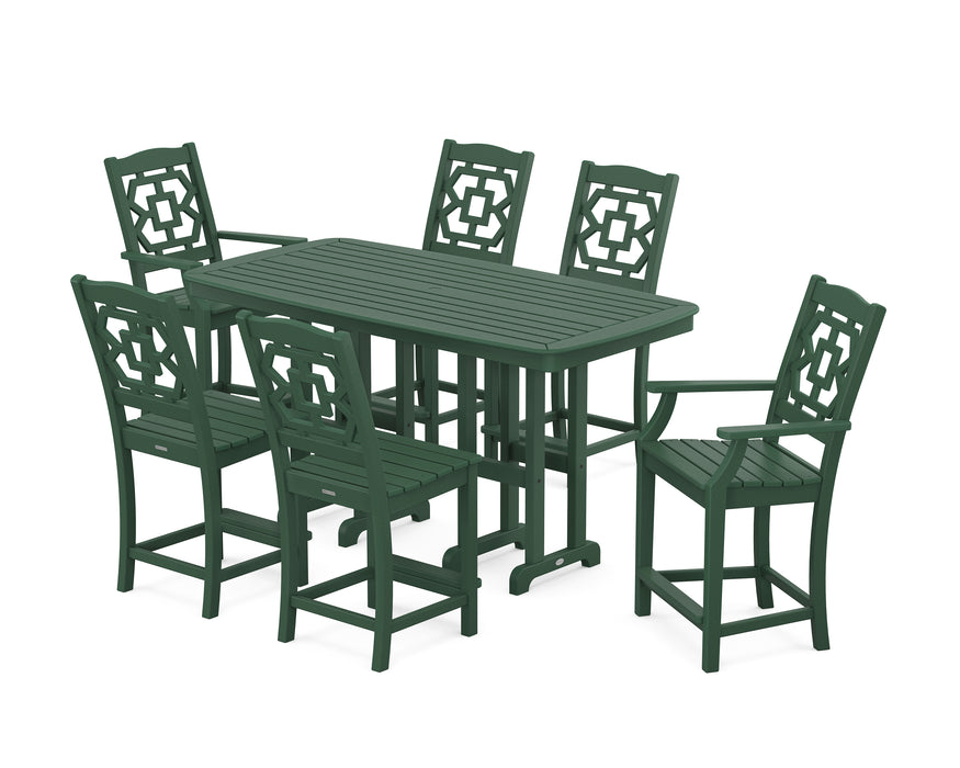 Martha Stewart by POLYWOOD Chinoiserie 7-Piece Counter Set in Green