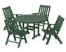 POLYWOOD Vineyard Folding 5-Piece Round Dining Set in Green