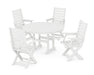 POLYWOOD Captain 5-Piece Round Dining Set in White