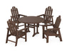 POLYWOOD Long Island 5-Piece Round Dining Set with Trestle Legs in Mahogany