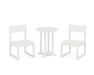 POLYWOOD EDGE Side Chair 3-Piece Round Dining Set in White