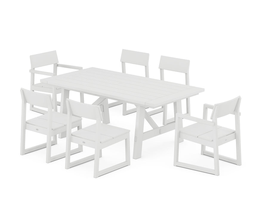 POLYWOOD EDGE 7-Piece Rustic Farmhouse Dining Set in White