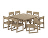 POLYWOOD EDGE Side Chair 9-Piece Dining Set with Trestle Legs in Vintage Sahara