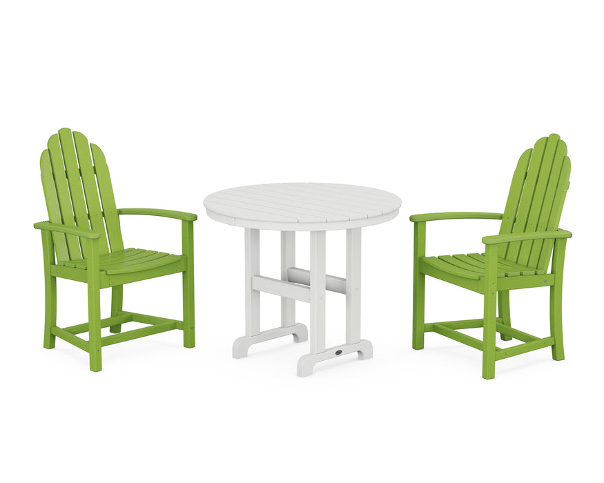 POLYWOOD Classic Adirondack 3-Piece Round Dining Set in Lime