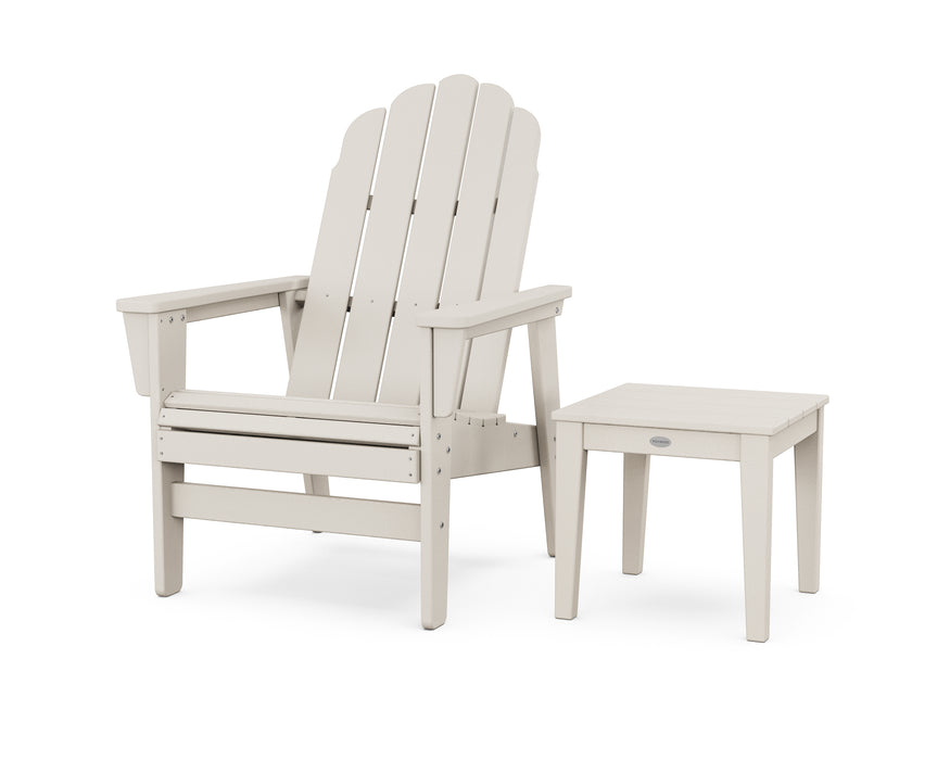 POLYWOOD® Vineyard Grand Upright Adirondack Chair with Side Table in Aruba / White