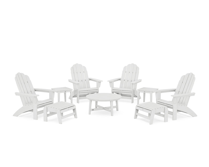 POLYWOOD® Vineyard Grand Adirondack 9-Piece Conversation Set in White