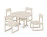 POLYWOOD EDGE Side Chair 5-Piece Round Dining Set With Trestle Legs in Sand