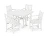 POLYWOOD Traditional Garden 5-Piece Farmhouse Dining Set With Trestle Legs in White